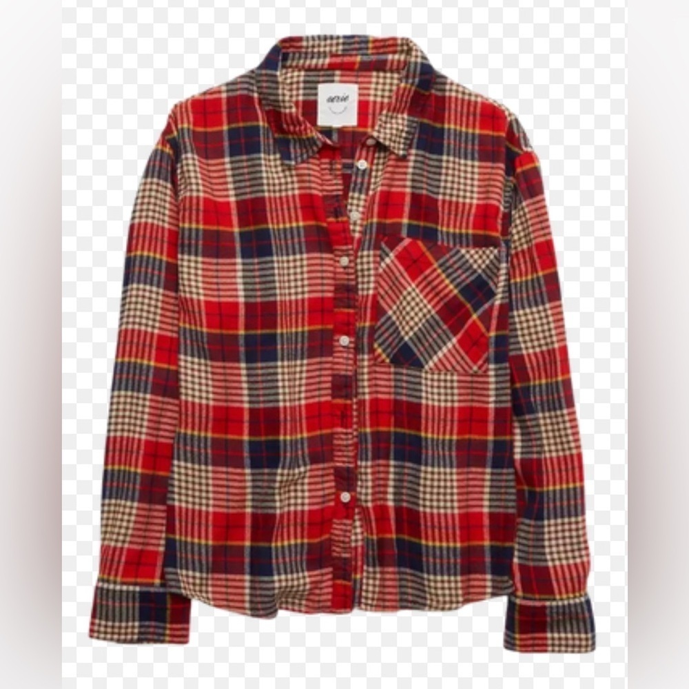 Aerie Plaid Flannel Button Down shirt Sleepwear Pajama Top Size Small NWT - Picture 1 of 3